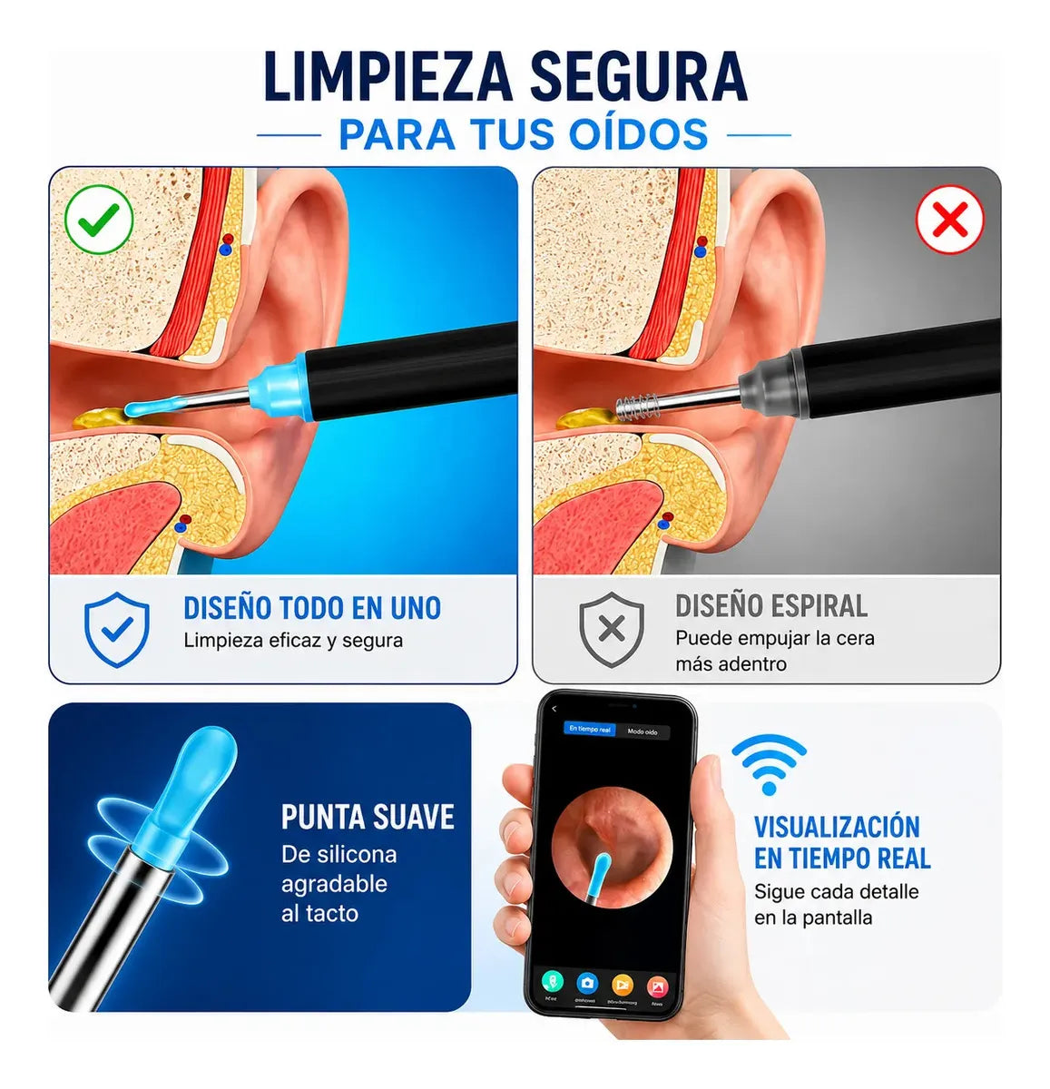 Limpiador de oido con camara HD MORIKET