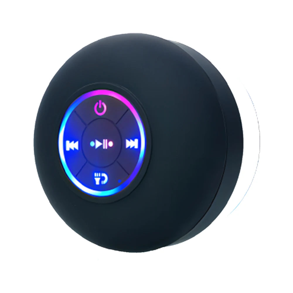 Altavoz Bluetooth 5.0 Inalámbrico Portátil con LED, Resistente al Agua IPX4, Ventosa, Estéreo para Exterior y Baño
