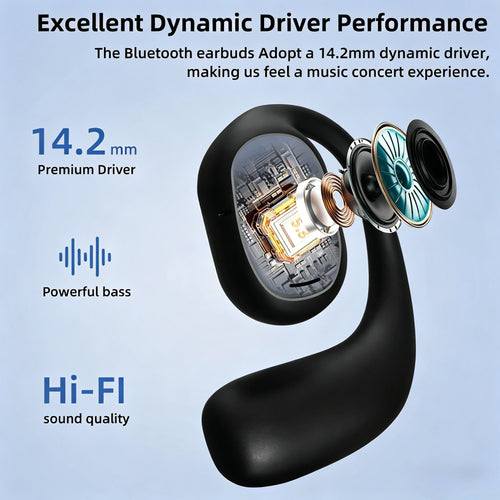 Auriculares Inalámbricos de Conducción Ósea Bluetooth 5.3 Impermeables Deportivos con Batería Larga HiFi Estéreo y Reducción de Ruido