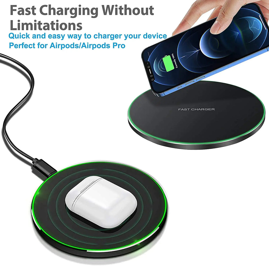 Cargador Inalámbrico 50W para iPhone 14 15 16 17 Pro y Samsung S25 S26 S8 S9 S10 - Base de Carga Rápida