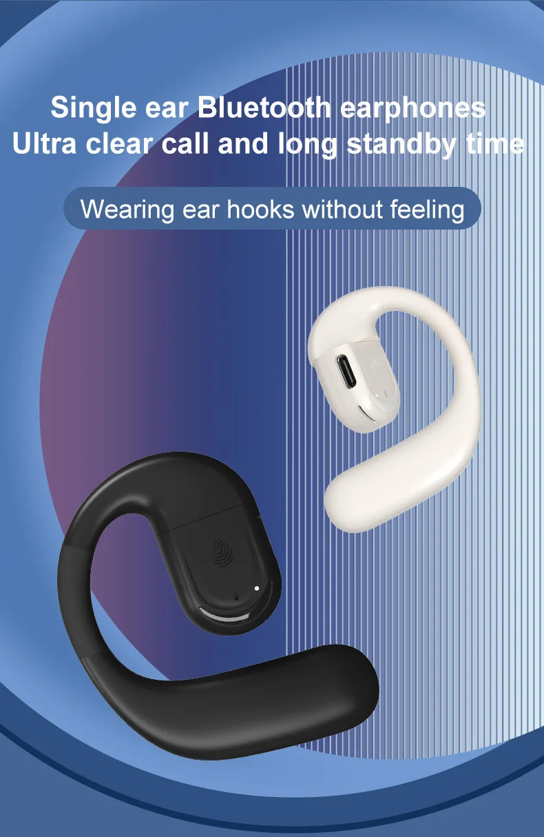 Auricular Bluetooth Empresarial Inalámbrico con Micrófono HD y Gancho para Oreja HiFi Estéreo para Xiaomi Samsung