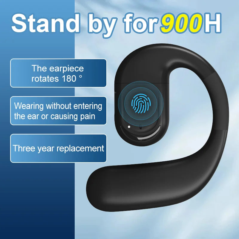 Auricular Bluetooth Empresarial Inalámbrico con Micrófono HD y Gancho para Oreja HiFi Estéreo para Xiaomi Samsung